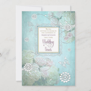 Wedding Invitation, Elegant Floral, Butterfly Invitation