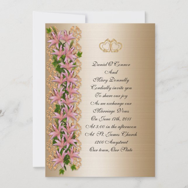 Wedding Invitation elegant floral lily (Front)