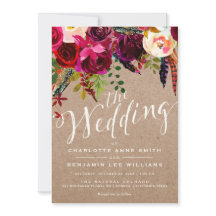 WEDDING INVITATION | Elegant Floral Rustic Boho