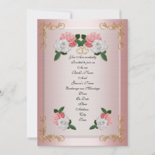 Wedding invitation elegant formal pink roses