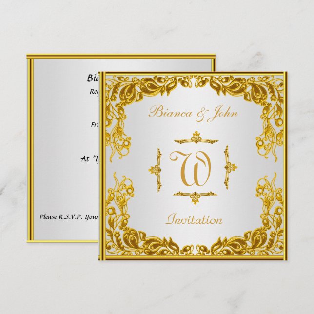 Wedding Invitation Elegant Gold (Front/Back)
