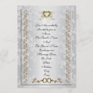 Wedding invitation elegant gold hearts