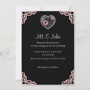 Wedding Invitation Elegant Heart Flower