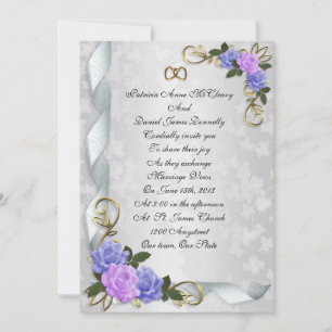 Wedding invitation elegant lavender and blue roses