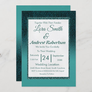 Wedding Invitation| Elegant peacock Glitter Invitation