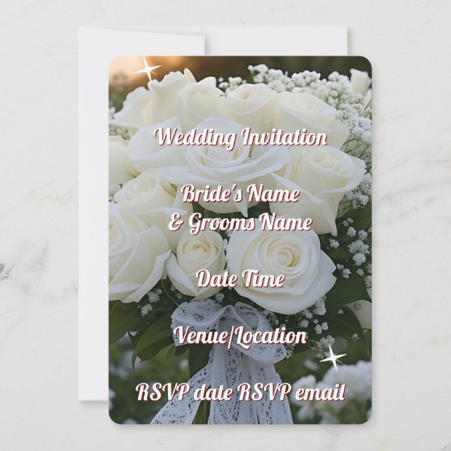 Wedding Invitation Elegant Romantic Floral Rustic (Front)