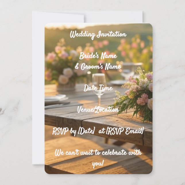 Wedding Invitation Elegant Rustic Floral Greenery (Front)