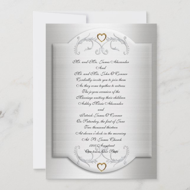 Wedding Invitation elegant satin-look (Front)