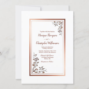 Wedding Invitation Elegant Simple Gold Border