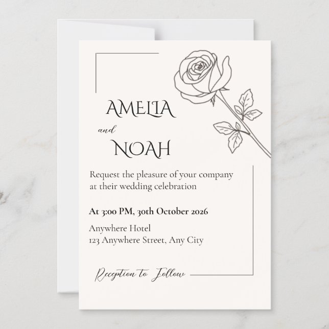 Wedding Invitation | Elegant Typographic Design (Front)
