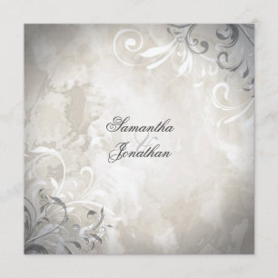 Wedding Invitation Elegant Vintage Foliage & Swirl