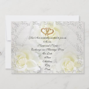 Wedding invitation elegant white roses
