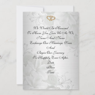 Wedding invitation elegant white satin floral