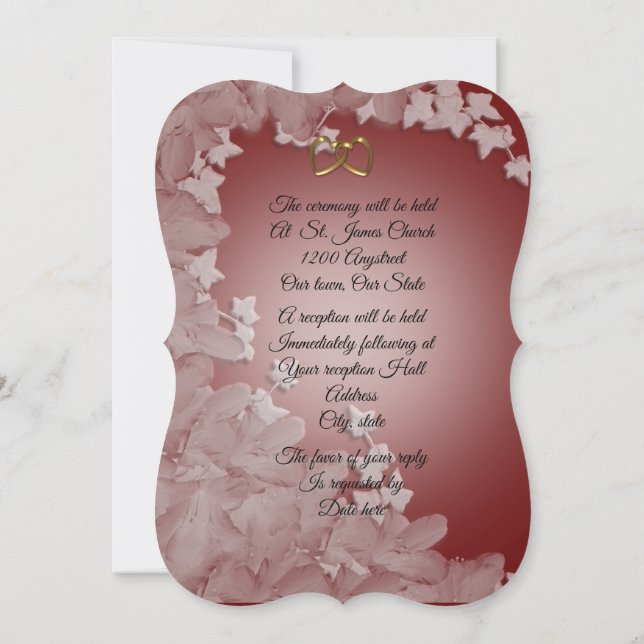 Wedding invitation elegant with Ivy custom colour (Back)