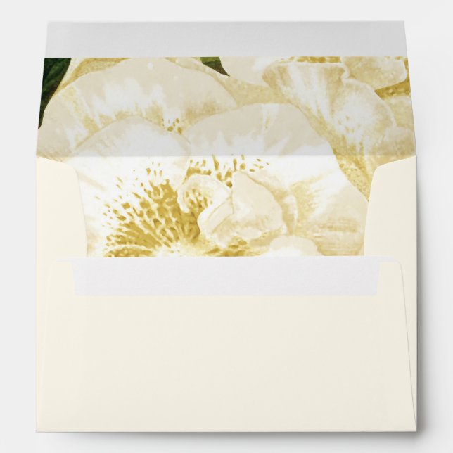 Wedding Invitation Envelope *Golden Blooms* (Back (Bottom))