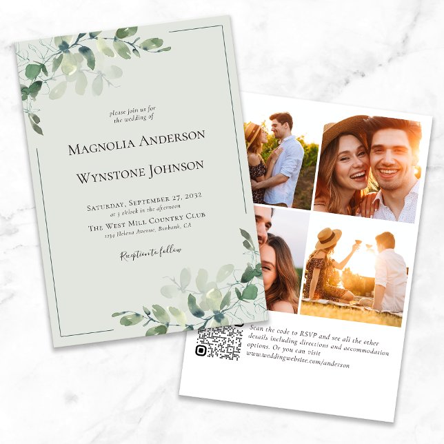 Wedding Invitation | Eucalyptus QR Code Photo (Creator Uploaded)