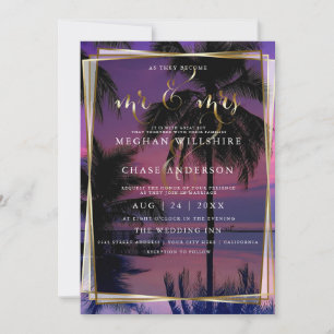 Wedding Invitation Exotic Tropical Night Beach