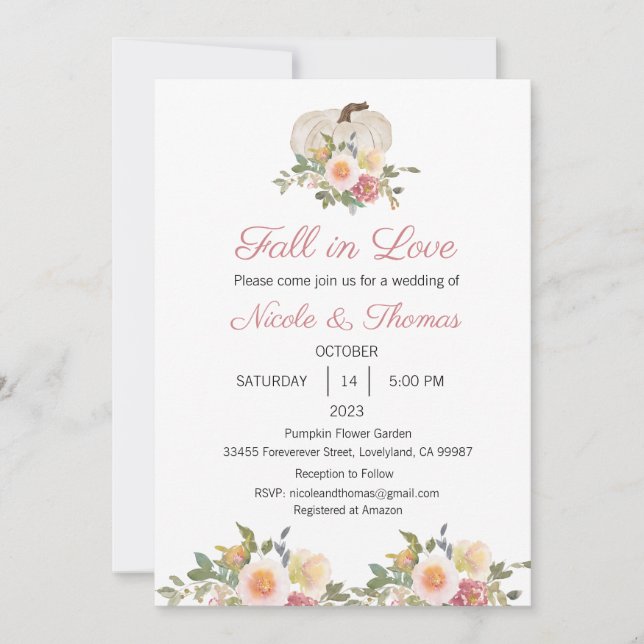 Wedding Invitation, Fall in Love Wedding Invitation (Front)