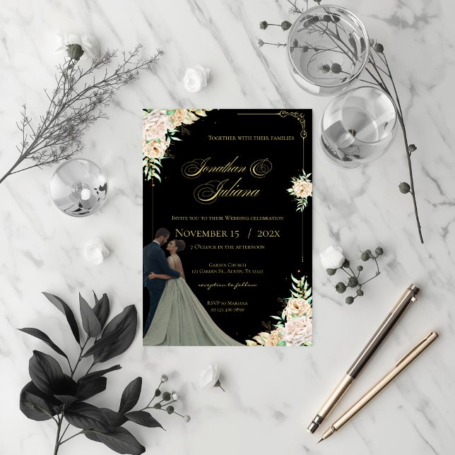 Wedding invitation featuring the bride and groom,  (Creator Uploaded)