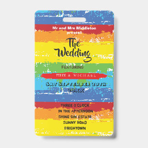 Wedding Invitation Festival Rainbow Fun  ID Badge