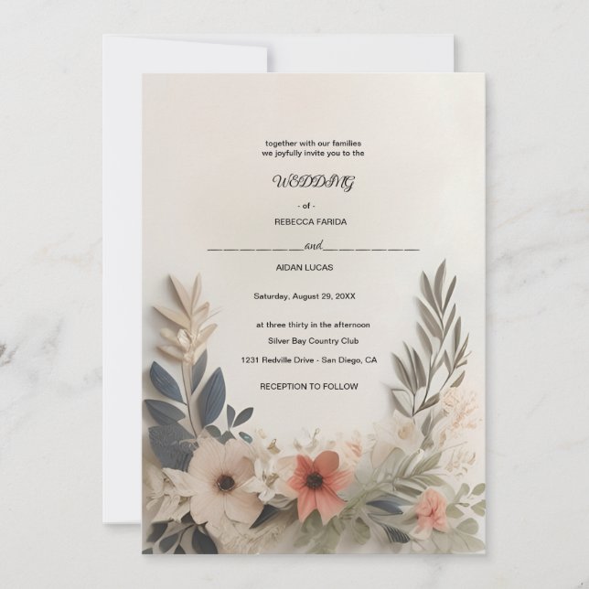 Wedding Invitation | Floral Elegance | Timeless (Front)
