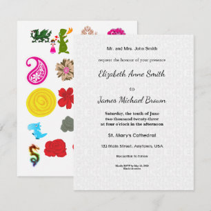 Wedding Invitation Floral Elegant Classic Custom
