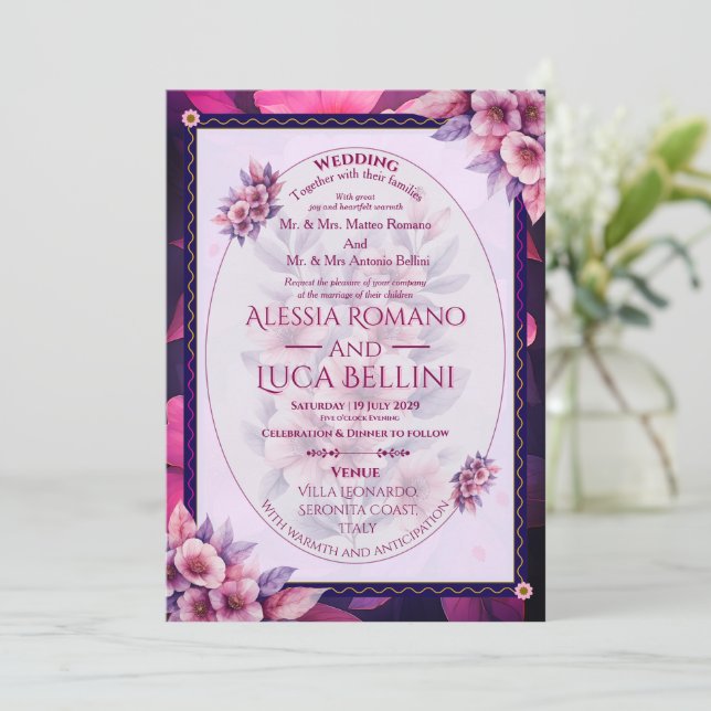 Wedding Invitation Floral Elegant Minimalist (Standing Front)