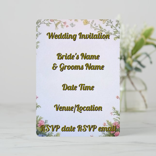 wedding invitation Floral Elegant Rustic Editable (Standing Front)