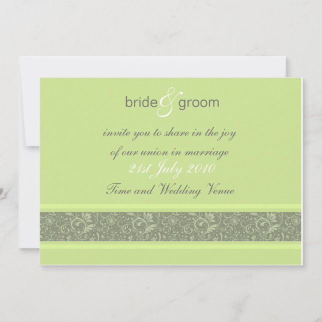 Wedding Invitation - Floral Fantasy - Apple Green (Front)