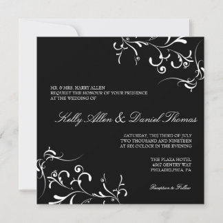 Wedding Invitation | Floral Grace II |blkw
