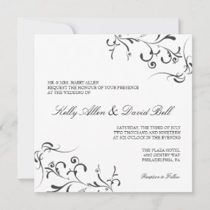 Wedding Invitation Floral Grace II wblk