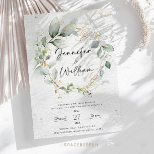 Wedding invitation Floral Minimalist Green 