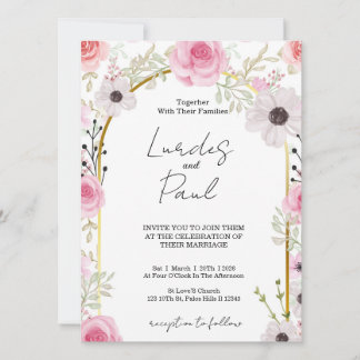 Wedding invitation Floral Pink