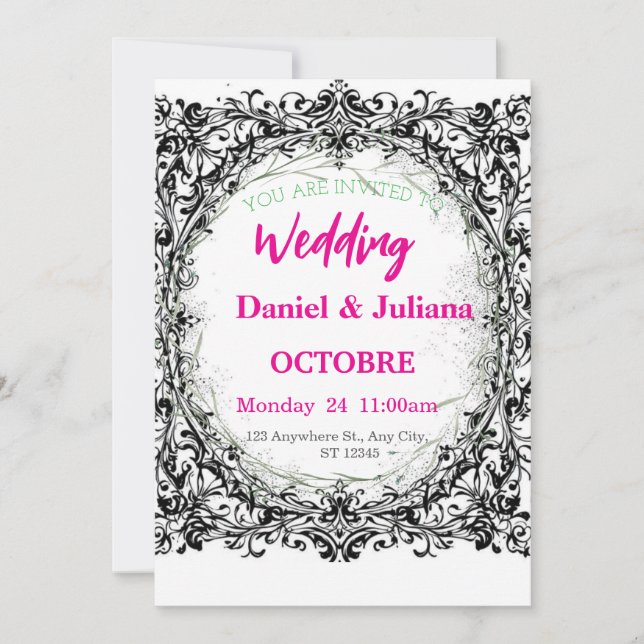 wedding, invitation, floral, pink, elegant, romant holiday card (Front)