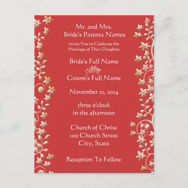 Wedding Invitation Floral Red Rose Save the Date (Front)