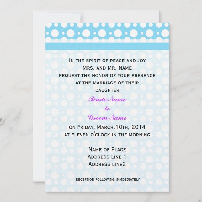 wedding invitation from bride and groom's parents. (Front)