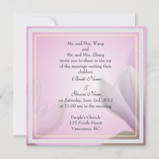 Wedding invitation from bride and groom's parents (Front)