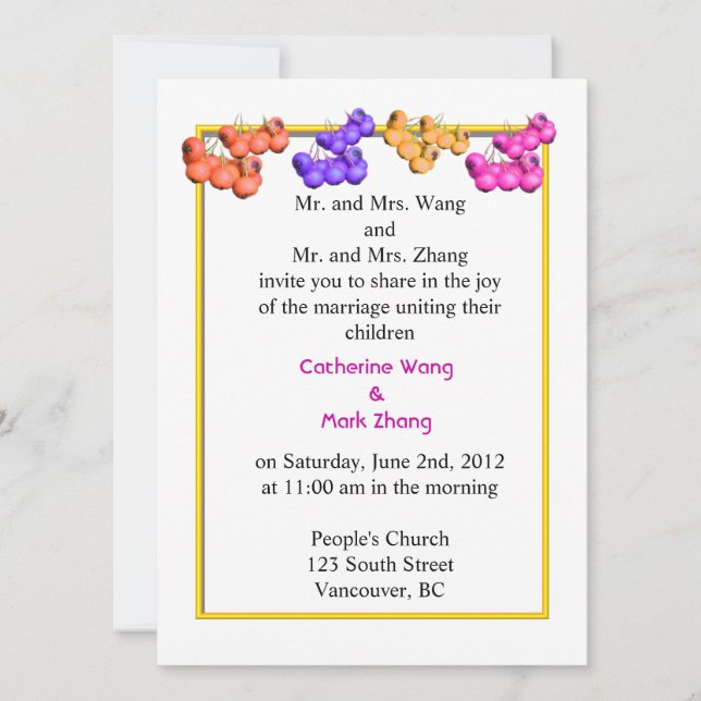 Wedding invitation from bride and groom's parents, (Front)