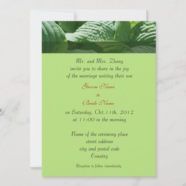 wedding invitation from groom's parents (Front)