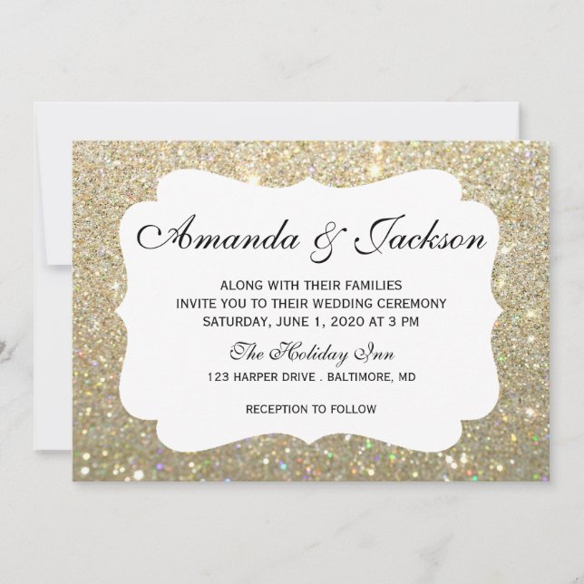 Wedding Invitation - Glit Fab Two - Gold (Front)