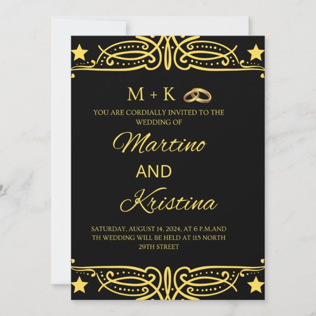 WEDDING INVITATION Gold & Black (Front)