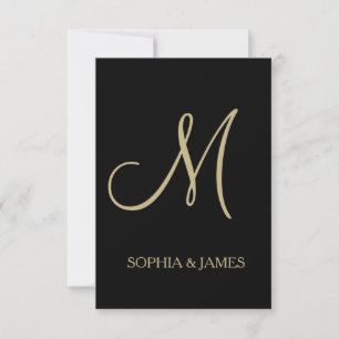 Wedding Invitation gold black Customise Monogram