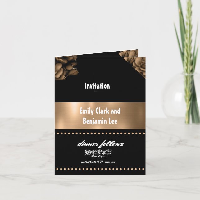 wedding invitation gold colourfolding card (Front)