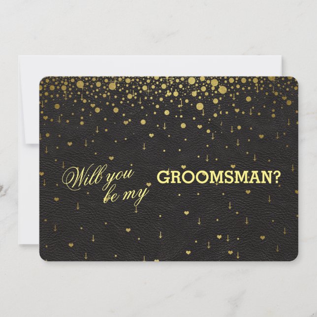 Wedding Invitation Gold Confetti GROOMSMAN Invite (Front)