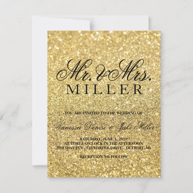 Wedding Invitation - Gold Glam (Front)