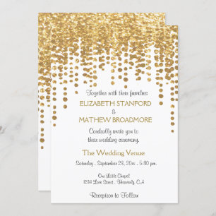 Wedding Invitation   Gold Glitter Confetti