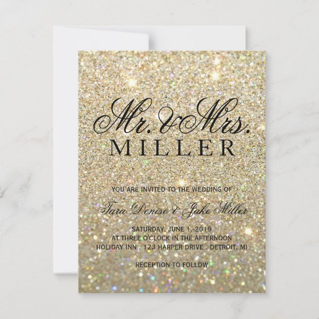 Wedding Invitation - Gold Glitter Fab (Front)