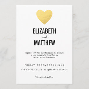 Wedding invitation   gold heart   invite card