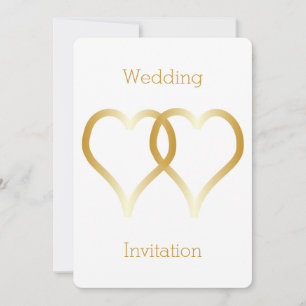 Wedding Invitation Gold Hearts