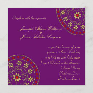 Wedding Invitation Gold & Jewels Indian Inspired